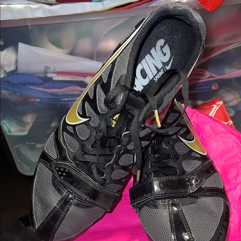 Nike Women's Black and Gold Racing Shoes
